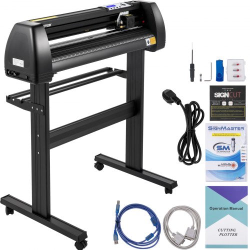 Vinyl Cutter Machine, 28" Vinyl Plotter, LCD Display Plotter Cutter, Three Adjustable  Pinch Rollers Sign Cutting Plotter, Vinyl Cutter with SignCut and SignMaster Software for Design and Cut