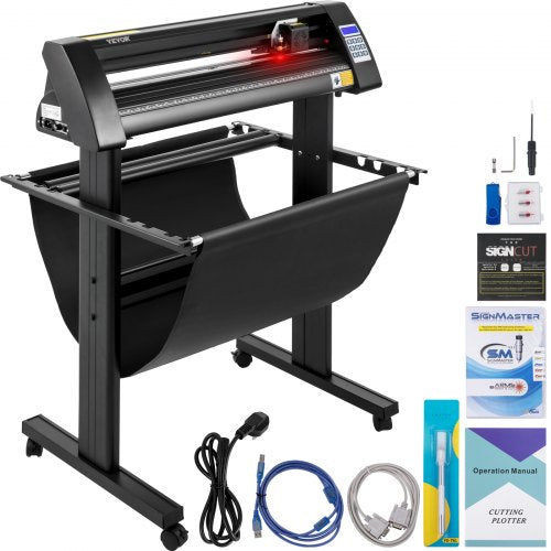Vinyl Cutter, 870mm Vinyl Plotter, LED Screen Plotter Cutter, Semi-Automatical Built-in Optical Eye, Compatible with SignCut Software for Mac and Windows System with Stand