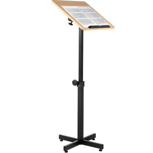 Lectern Podium Stand, Height Adjustable Laptop Table, Portable Presentation Standing for Classroom, Office, Church, Tilting Desktop with Edge Stopper, Oak