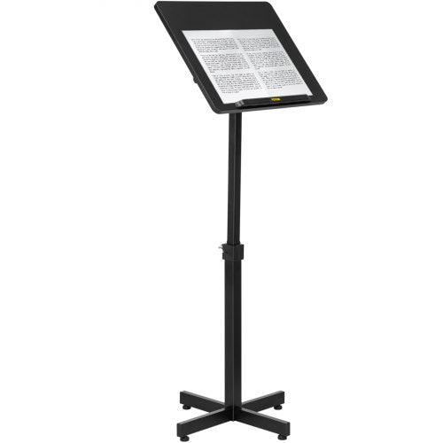 Lectern Podium Stand, Height Adjustable Laptop Table, Portable Presentation Standing for Classroom, Office, Church, Tilting Desktop with Edge Stopper, Black