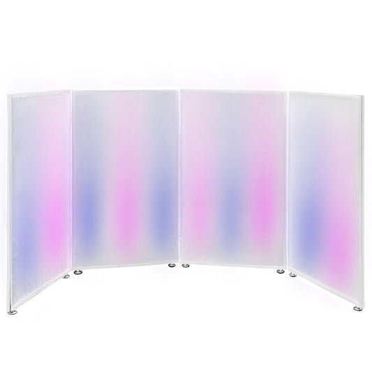 DJ Facade Booth Portable 3.6FT Height DJ Event Facade Lightweight Metal Frame DJ Booth Cover 4 Detachable Polyester Sections Foldable Screen for DJ with Travel Bag DJ Front Board White and Black