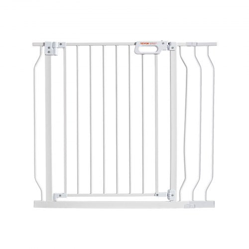 Baby Gate, 29.5"-57.8" Extra Wide, 30" High, Dog Gate for Stairs Doorways and House, Easy Step Walk Thru Auto Close Child Gate Pet Security Gate with Pressure Mount Kit and Wall Mount Kit, White