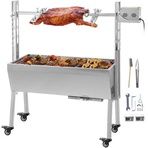 Rotisserie Grill 88 LBS BBQ Rotisserie Grill Roaster Charcoal Spit Roast Machine 25W Charcoal Bearing Lamb Spit Roaster Hog Roasting Machine For Outdoor Picnic Camping