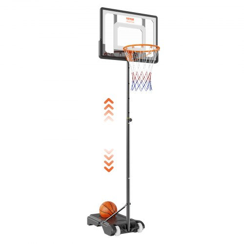 Basketball Hoop, 5-7 ft Adjustable Height Portable Backboard System, 32 inch Basketball Hoop & Goal, Kids & Adults Basketball Set with Wheels, Stand, and Fillable Base, for Outdoor/Indoor