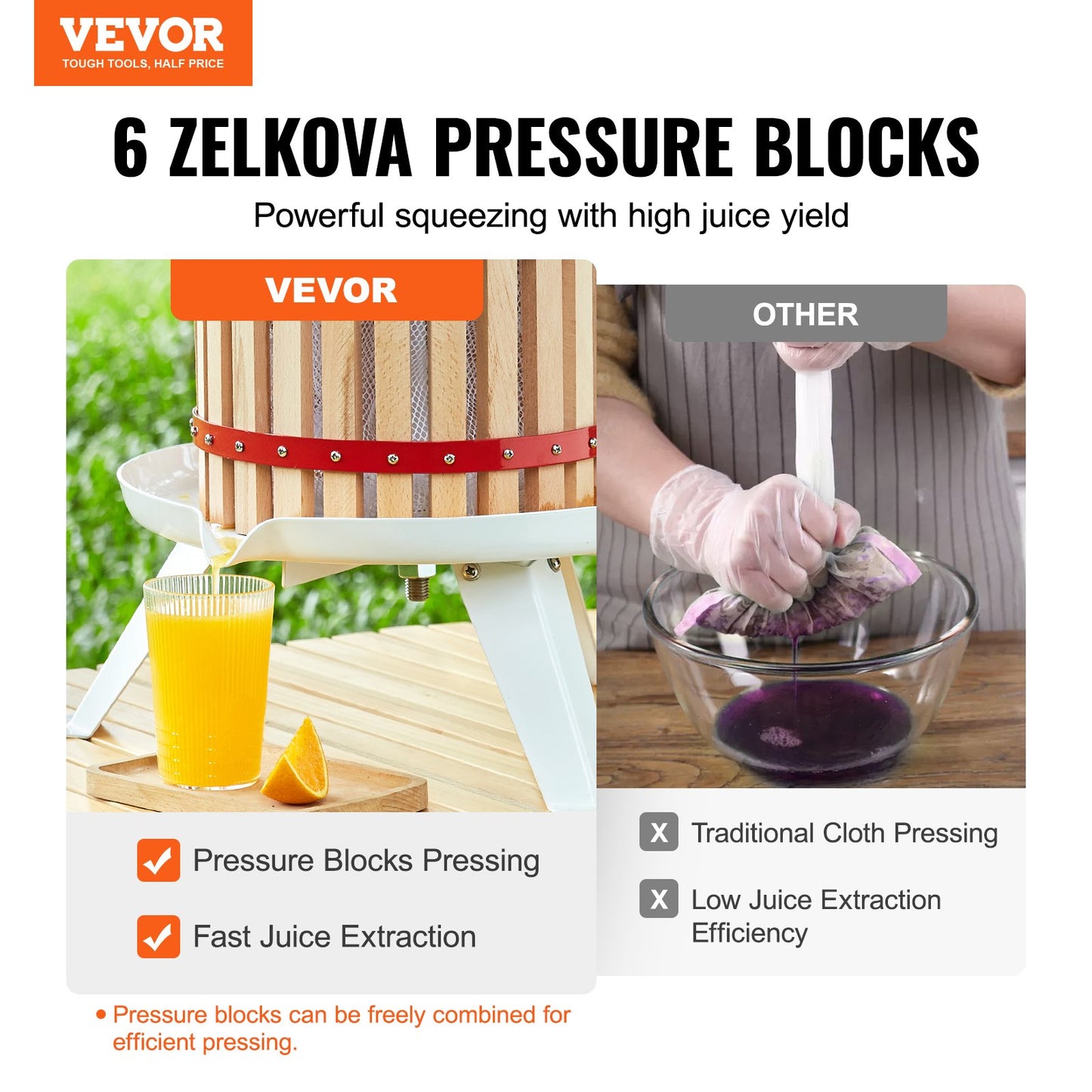 Fruit Wine Press, 3.2 Gallon/12L, Solid Wood Basket with 6 Blocks, Manual Juice Maker, Cider Apple Grape Tincture Vegetables Honey Olive Oil Making Press with Pole Handle Bar for Kitchen, Home