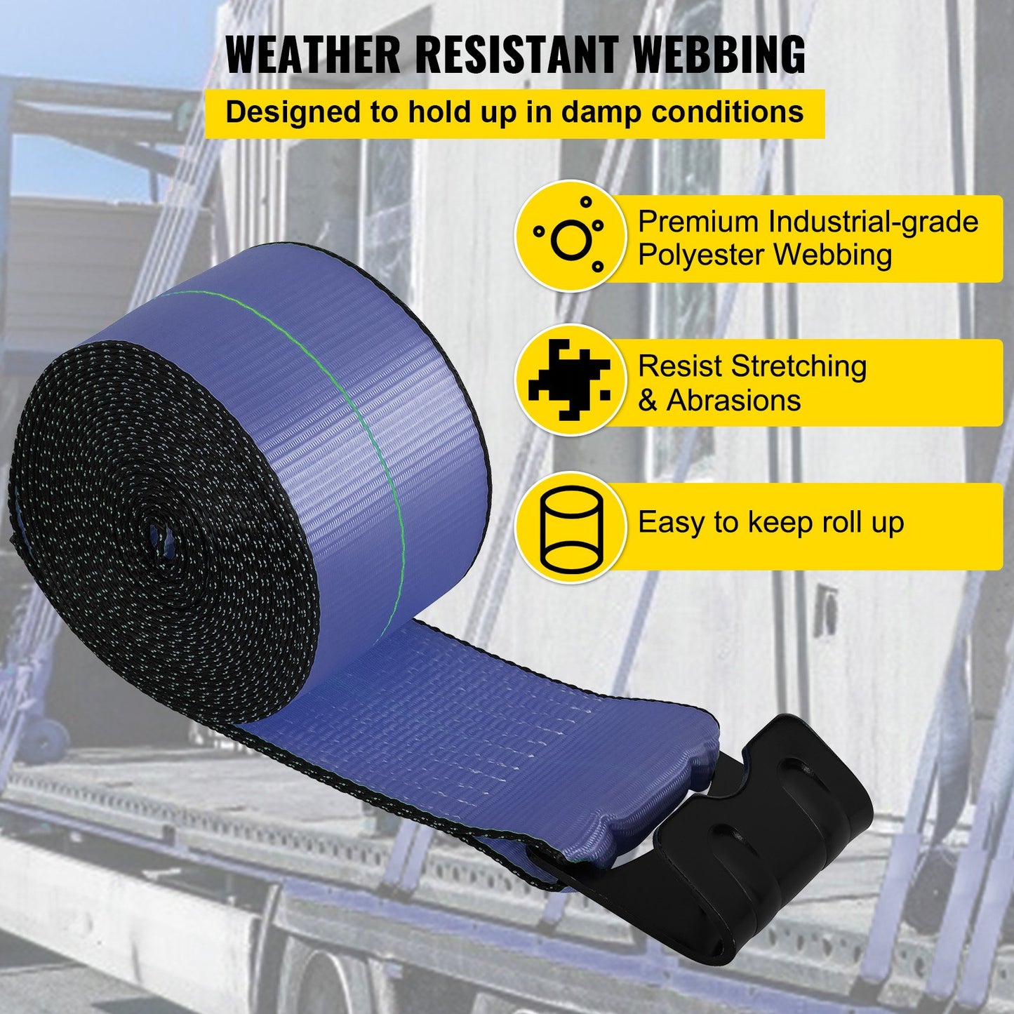 Truck Straps 4"x30' Winch Straps with a Flat Hook Flatbed Tie Downs 15400lbs Load Capacity Flatbed Strap Cargo Control for Flatbeds, Trucks, Trailers, Farms, Rescues, Tree Saver, Blue(10 Pack)