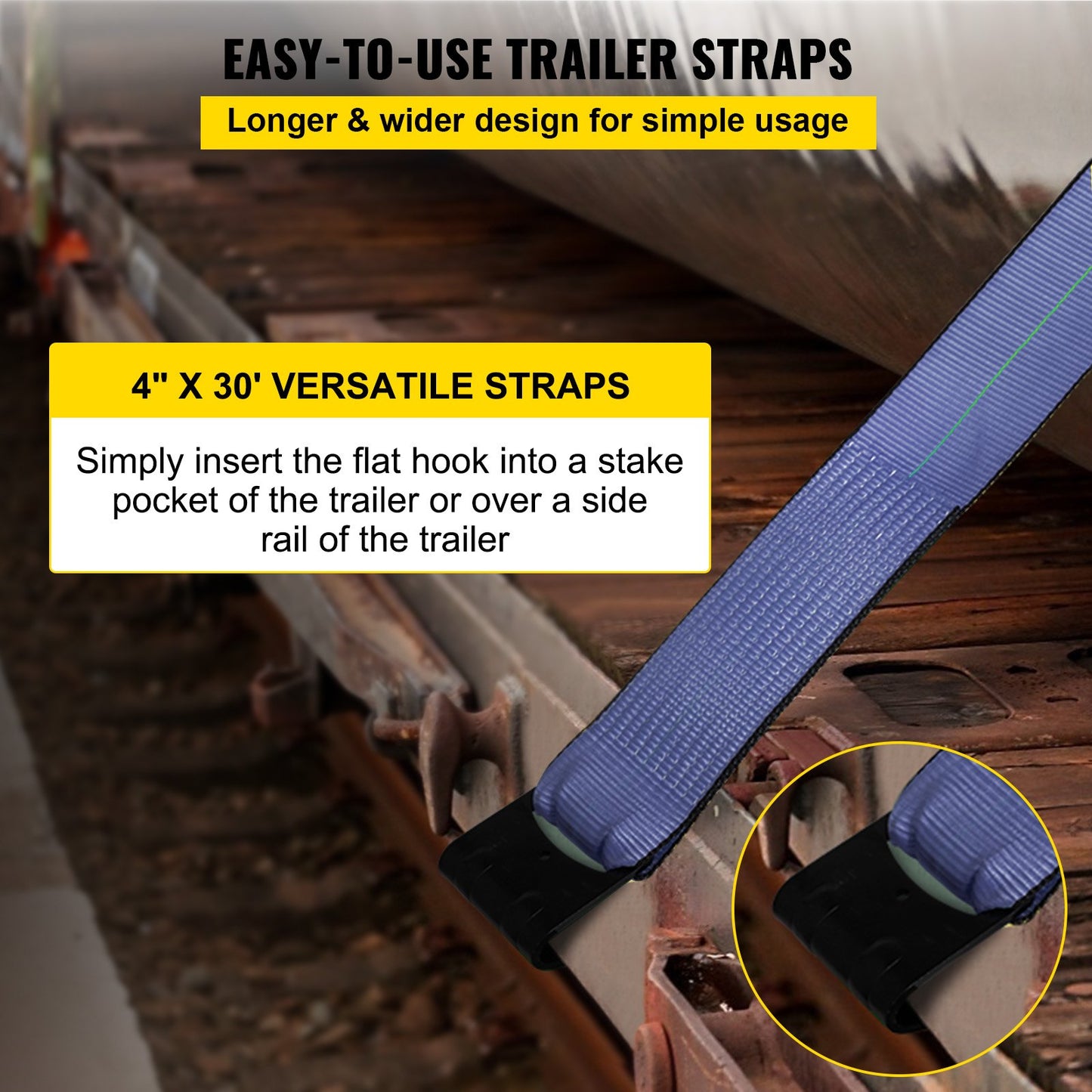 Truck Straps 4"x30' Winch Straps with a Flat Hook Flatbed Tie Downs 15400lbs Load Capacity Flatbed Strap Cargo Control for Flatbeds, Trucks, Trailers, Farms, Rescues, Tree Saver, Blue(10 Pack)