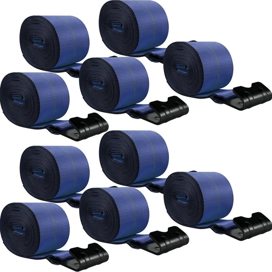 Truck Straps 4"x30' Winch Straps with a Flat Hook Flatbed Tie Downs 15400lbs Load Capacity Flatbed Strap Cargo Control for Flatbeds, Trucks, Trailers, Farms, Rescues, Tree Saver, Blue(10 Pack)