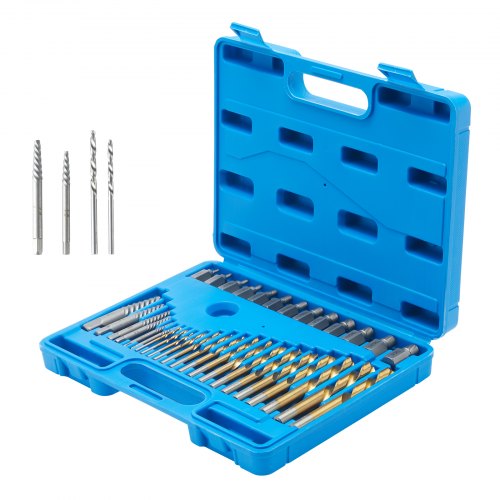 Screw Extractor with Drill Bit Set, 35-Piece Bolt Extractor Kit, 19 PCS Bolt Extractors and 16 PCS Reverse HSS Drill Bits, with Storage Case, for Removing Damaged Bolts, Screws, and Nuts
