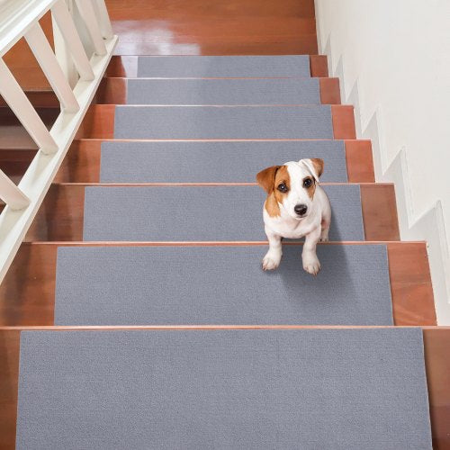 Stair Treads, Stairs Carpet Non Slip 8" x 30", Indoor Stair Runner for Wooden Steps, Anti Slip Carpet Stair Rugs Mats for Kids Elders and Dogs, 15 pcs, Gray
