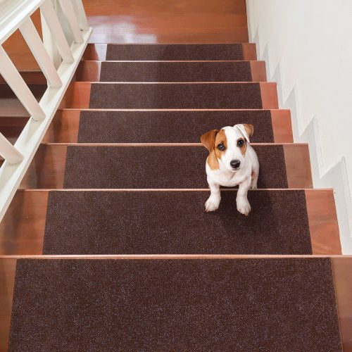 Stair Treads, Stairs Carpet Non Slip 8" x 30", Indoor Stair Runner for Wooden Steps, Anti Slip Carpet Stair Rugs Mats for Kids Elders and Dogs, 15 pcs, Brown