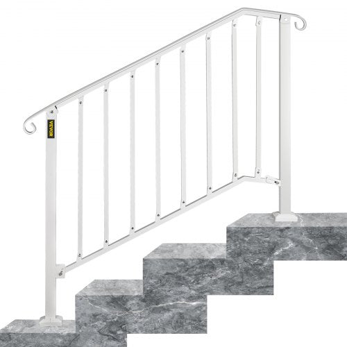 Wrought Iron Handrail Stair Rail Kit Adjustable for 3 or 4 Steps Outdoor
