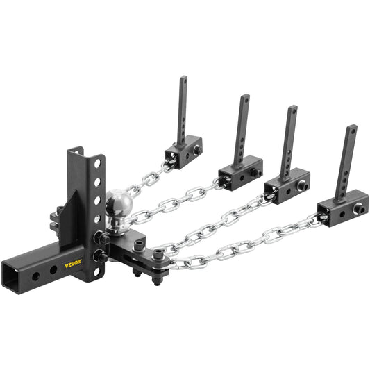 Weight Distribution Hitch, 1000 lb Tongue Capacity Load Leveling Hitch with Sway Control, 2" Ball & 4" Drop/Rise & 4 Chains & Universal Frame Bracket, No-Bounce No-Sway Trailer Towing
