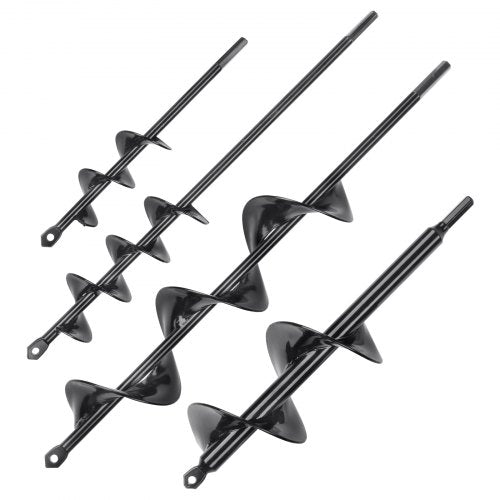 Auger Drill Bits for Planting Set of 4, Garden Auger Drill Bit, Spiral Drill Bit for Post Hole Digger, Bulbs Planting & Holes Digging, for 3/8" Hex Drive Drill