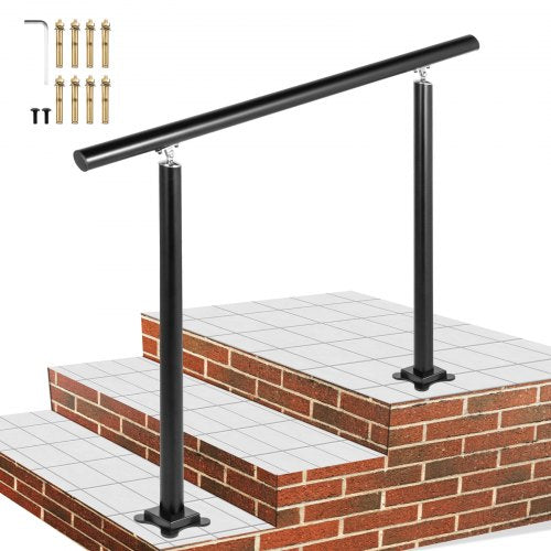 Handrail Outdoor Stairs, 3ft, 34 Inch Outdoor Handrail Black Outdoor Stair Railing Adjustable from 0 to 60 Degrees Handrail for Stairs Outdoor Black Aluminum Stair Railing for Garden