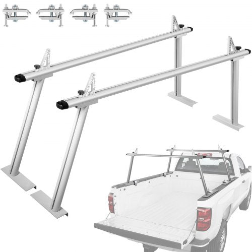 Truck Rack Pickup Truck Bed Ladder Rack Adjustable w/ Ladder Stop White