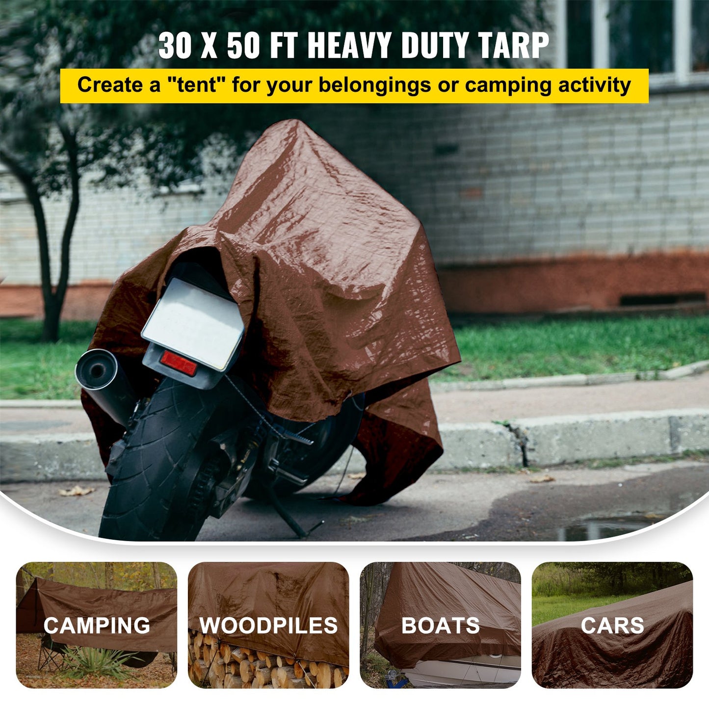 Heavy Duty Tarp Waterproof PE Tarp Cover 30 x 50 ft 16 Mil Tent Shelter