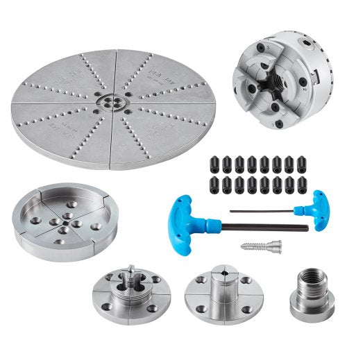 KP965 Lathe Chuck, 4-Jaw 3.75" Diameter, Metal Lathe Chuck Turning Machine Accessories with 5 Sets of Jaws, Self-centering Tool, for Precision Machining, Grinding Machines, Milling Machines