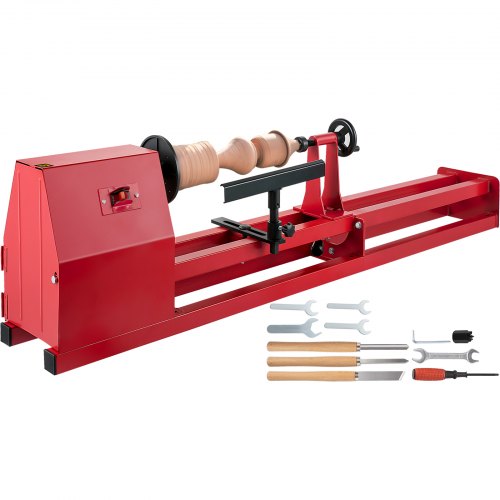 Benchtop Wood Turning Lathe 14" × 40" 400W 4-Speed Home Workshop Machine