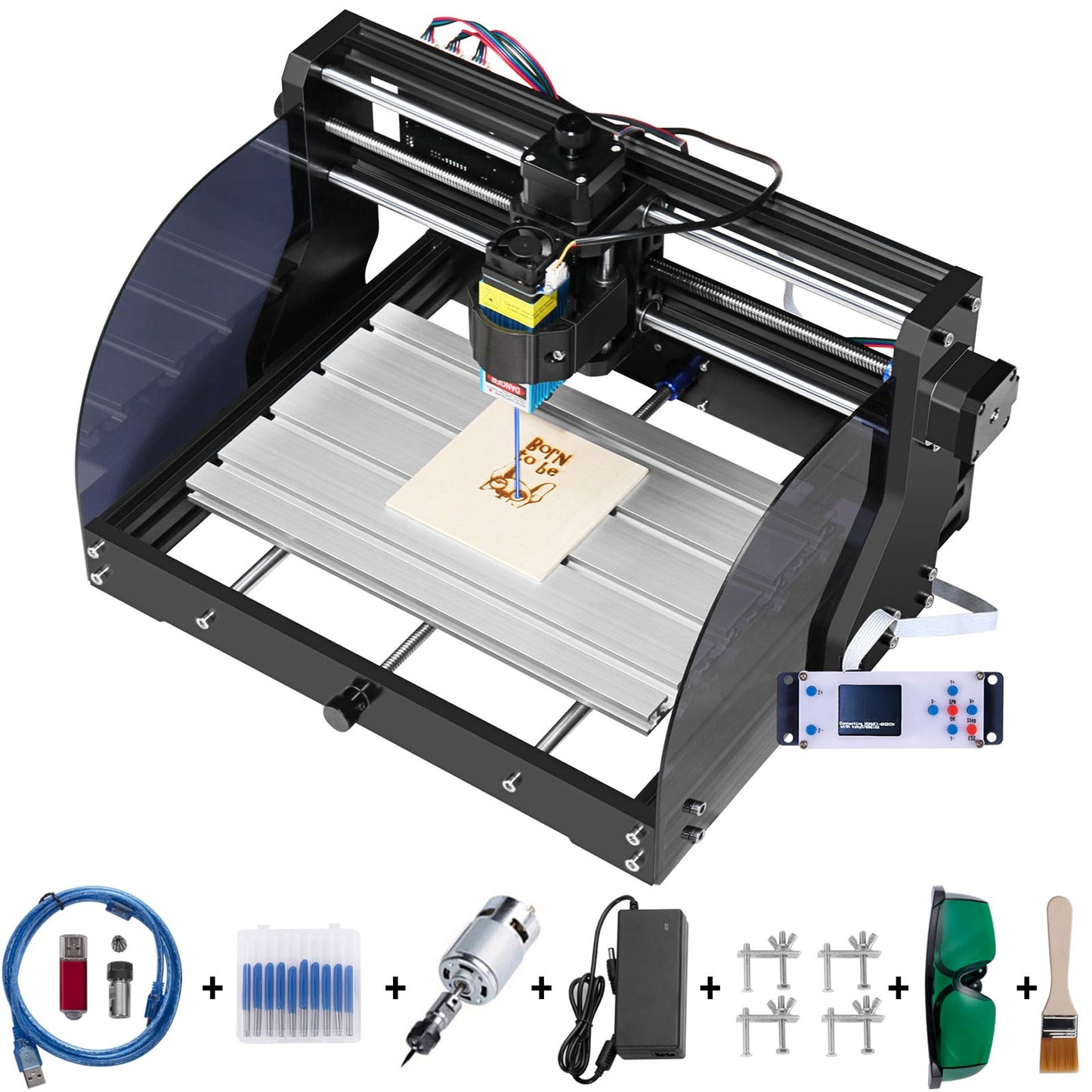 Engraving Machine 300×180×45 mm CNC Router CNC 3018 Pro 15W Laser Engraver GRBL Control 3 Axis Laser Engraving Machine, with Offline Controller, for Carving Plastic, Acrylic, PVC, Wood