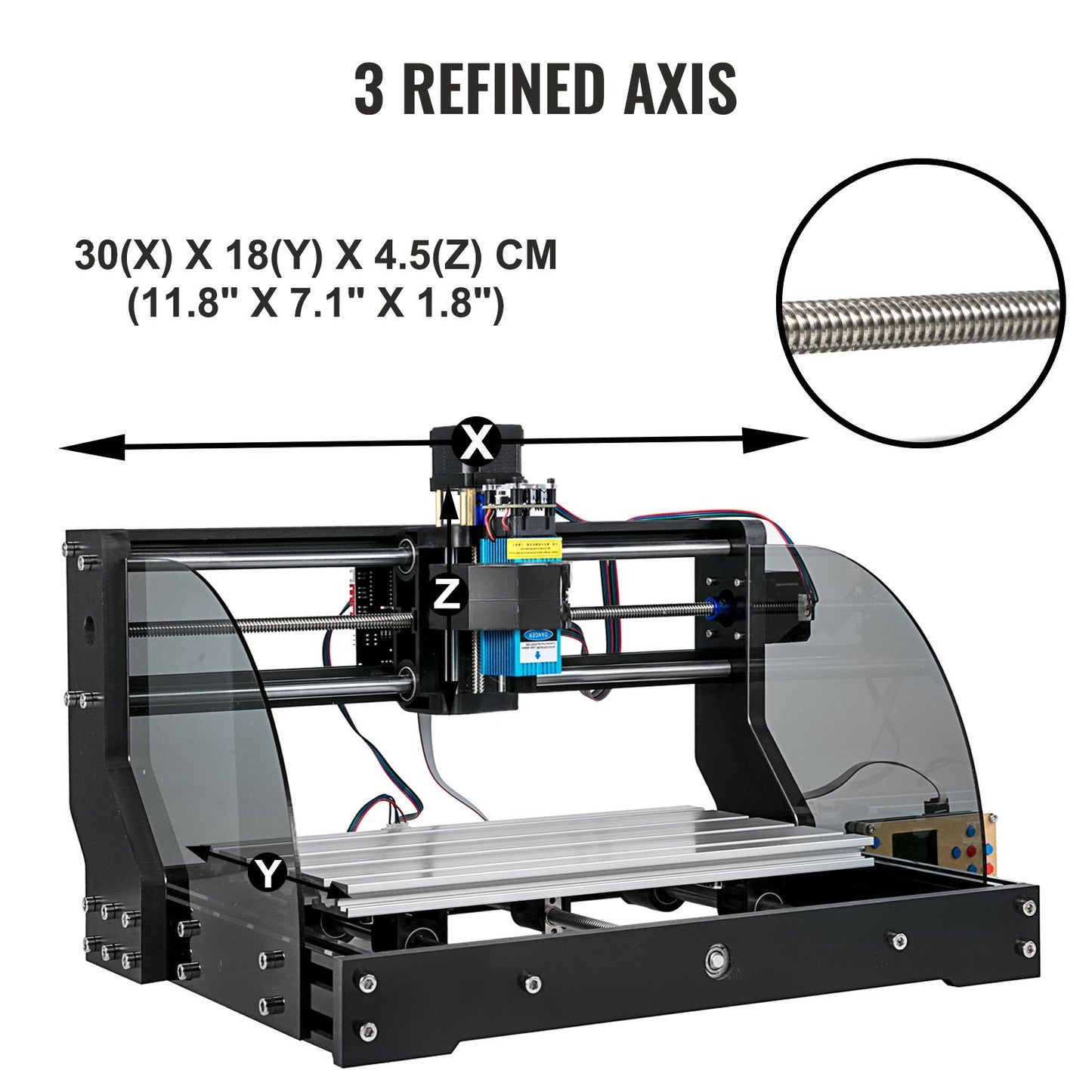 CNC 3018 Pro CNC Router 300×180×45mm CNC Machine 500MW GRBL Control Mini Laser Engraver with Offline Controller 3 Axis Laser Engraving Machine for Carving Milling Plastic, Acrylic, PVC, Wood