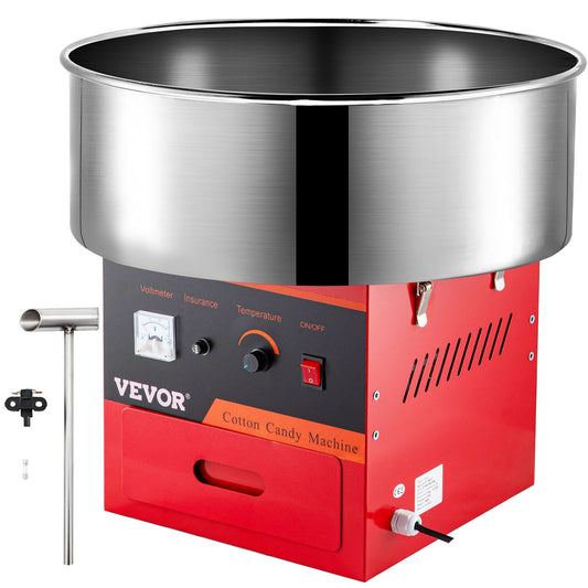 Red Candy Floss Maker 21 Inch Stainless Steel Bowl Commercial Cotton Candy Machine Stainless Steel Cotton Candy Maker with Sugar Scoop for Various Parties