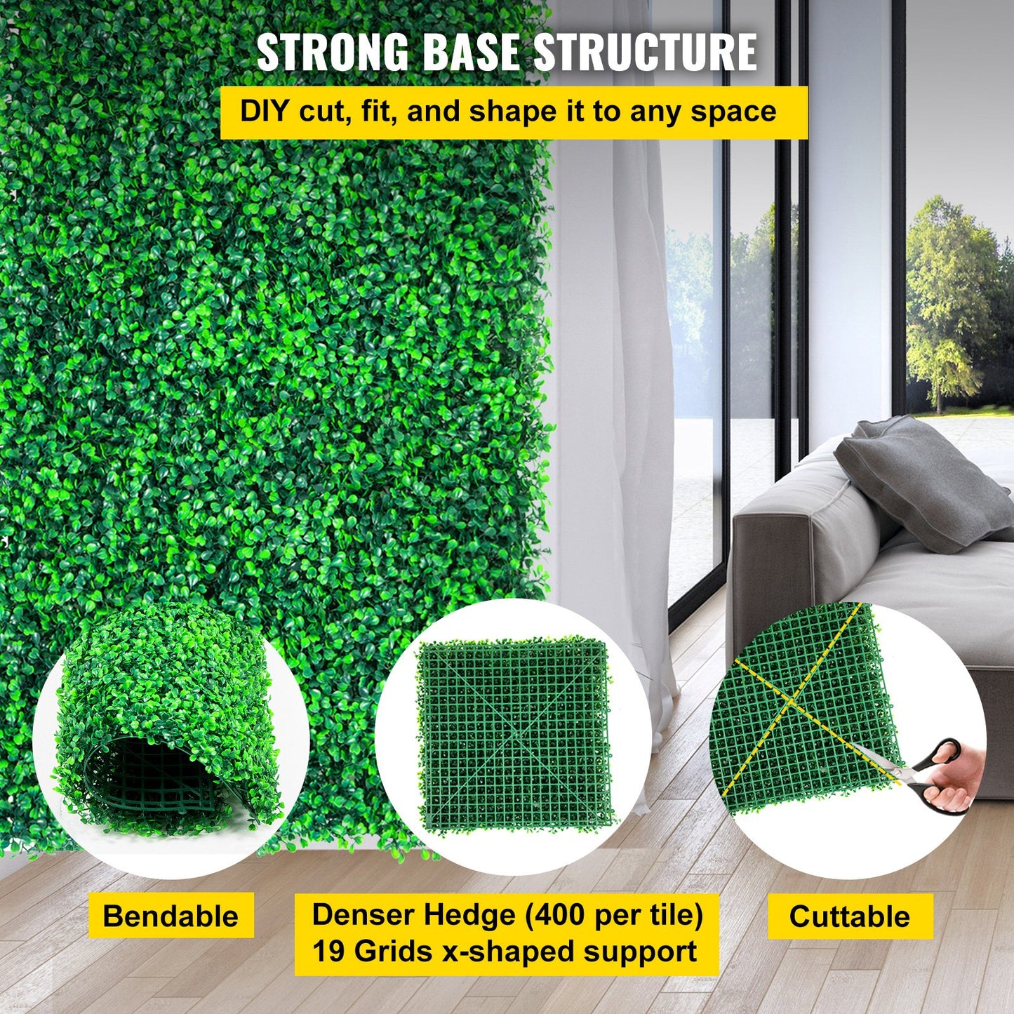 Artificial Boxwood Panels, 6 PCS 20"x20" Boxwood Hedge Wall Panels, PE Artificial Grass Backdrop Wall 1.6", Privacy Hedge Screen for Decoration of Outdoor, Indoor, Garden, Fence, and Backyard
