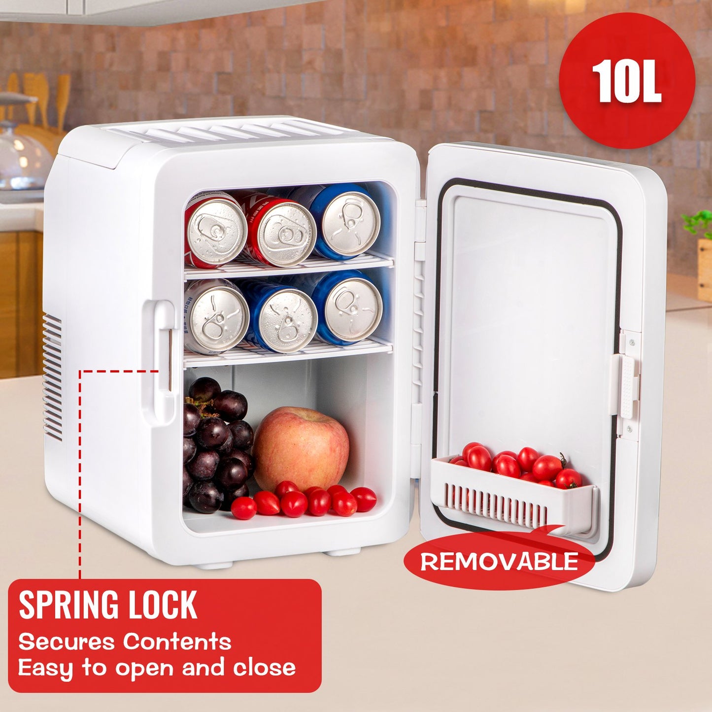 Mini Fridge, 10 Liter Portable Cooler Warmer, AC/DC Skincare Fridge, Stylish Look Compact Refrigerator, Lightweight Beauty Fridge, for Bedroom Office Car Boat Dorm Cosmetic Medicine in Red