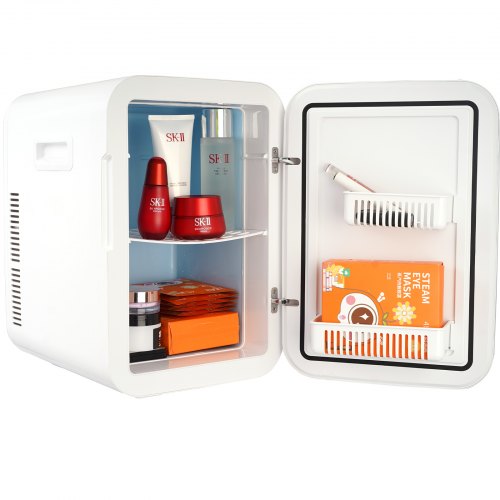 Mini Fridge, 20L/22 Cans Compact Personal Fridge, AC/DC Portable Thermoelectric Cooler and Warmer Refrigerators, Skincare Fridge for Beverage, Snacks, Home, Office and Car, CE Listed (White)