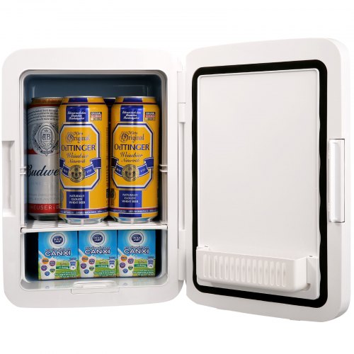 Mini Fridge, 10L/12 Cans Compact Personal Fridge, AC/DC Portable Thermoelectric Cooler and Warmer Refrigerators, Skincare Fridge for Beverage, Snacks, Home, Office and Car, CE Listed (Black)