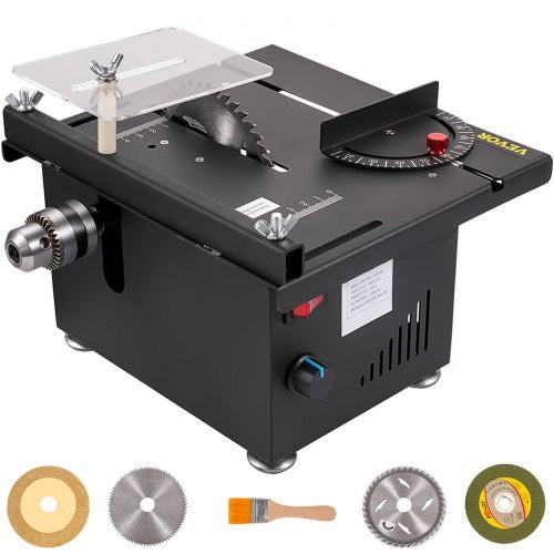 Mini Table Saw, 150W Power 10000RPM Motor Speed,0-90 Angle Cutting Portable DIY Machine with Stepless Speed Regulation, 1.3in Cutting Depth Small Multifunctional Saws for Crafts, Woodworking