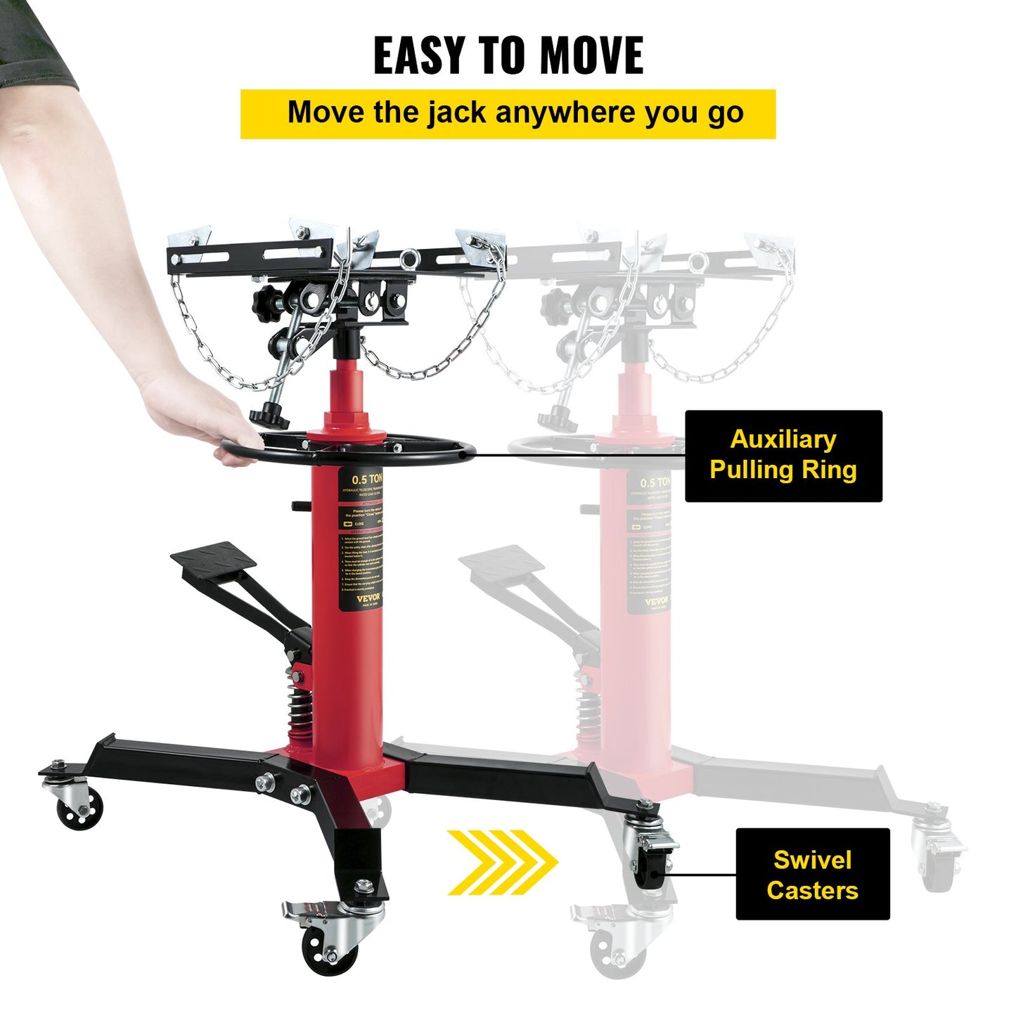 Transmission Jack 1100 lbs 2-Stage Hydraulic High Lift Vertical Telescopic