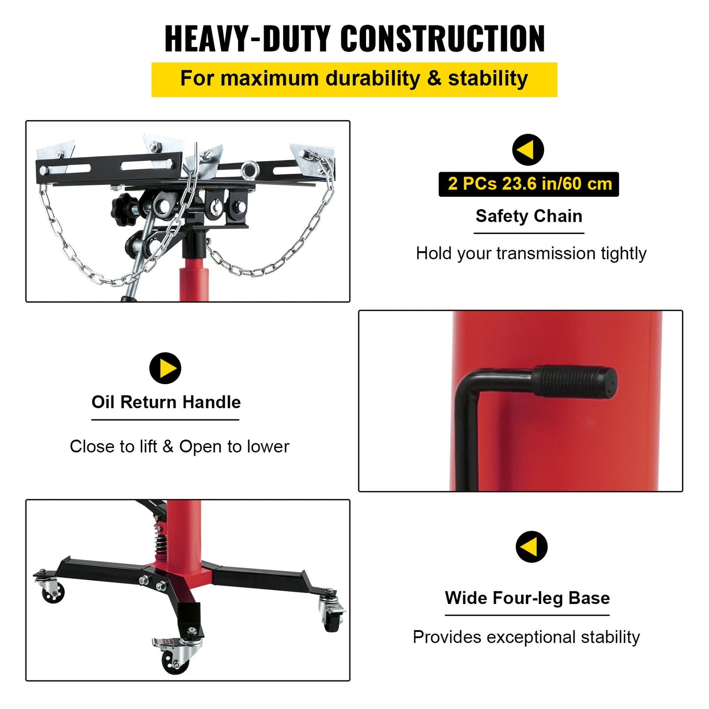 Transmission Jack 1100 lbs 2-Stage Hydraulic High Lift Vertical Telescopic