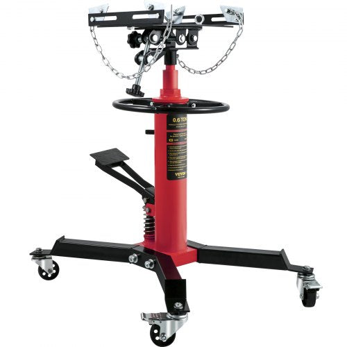 Transmission Jack,3/5 Ton/1322 lbs Capacity Hydraulic Telescopic Transmission Jack, 2-Stage Floor Jack Stand with Foot Pedal, 360° Swivel Wheel, Garage/ Shop Lift Hoist, Red