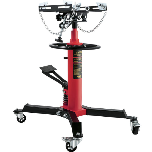 Transmission Jack,3/5 Ton/1322 lbs Capacity Hydraulic Telescopic Transmission Jack, 2-Stage Floor Jack Stand with Foot Pedal, 360° Swivel Wheel, Garage/ Shop Lift Hoist, Red