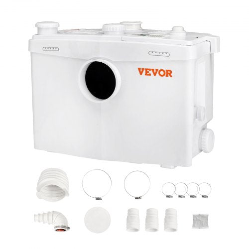 Macerator Pump, 700W, 9600 L/h Flow, 32.8 ft/10 m Head, Macerator Sewerage Sump Pump with 3 Water Inlets for Toilet, Basement, Kitchen, Sink, Shower, Bathtub Waste Water Disposal Upflush Machine