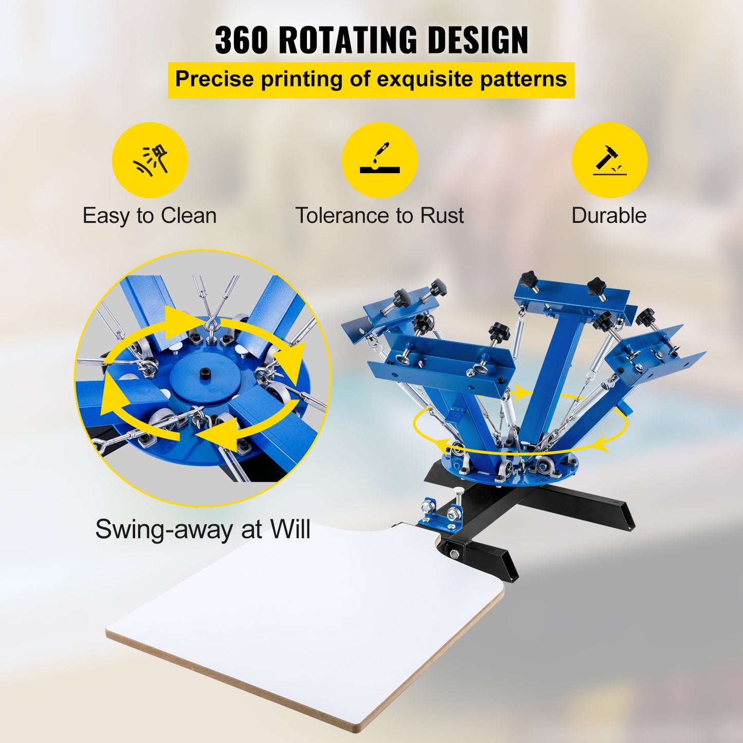 Screen Printer 4 Color 1 Station Silk Screen Printing Kit 55x45cm T-shirt Screen Printing Machine Screenprint Press