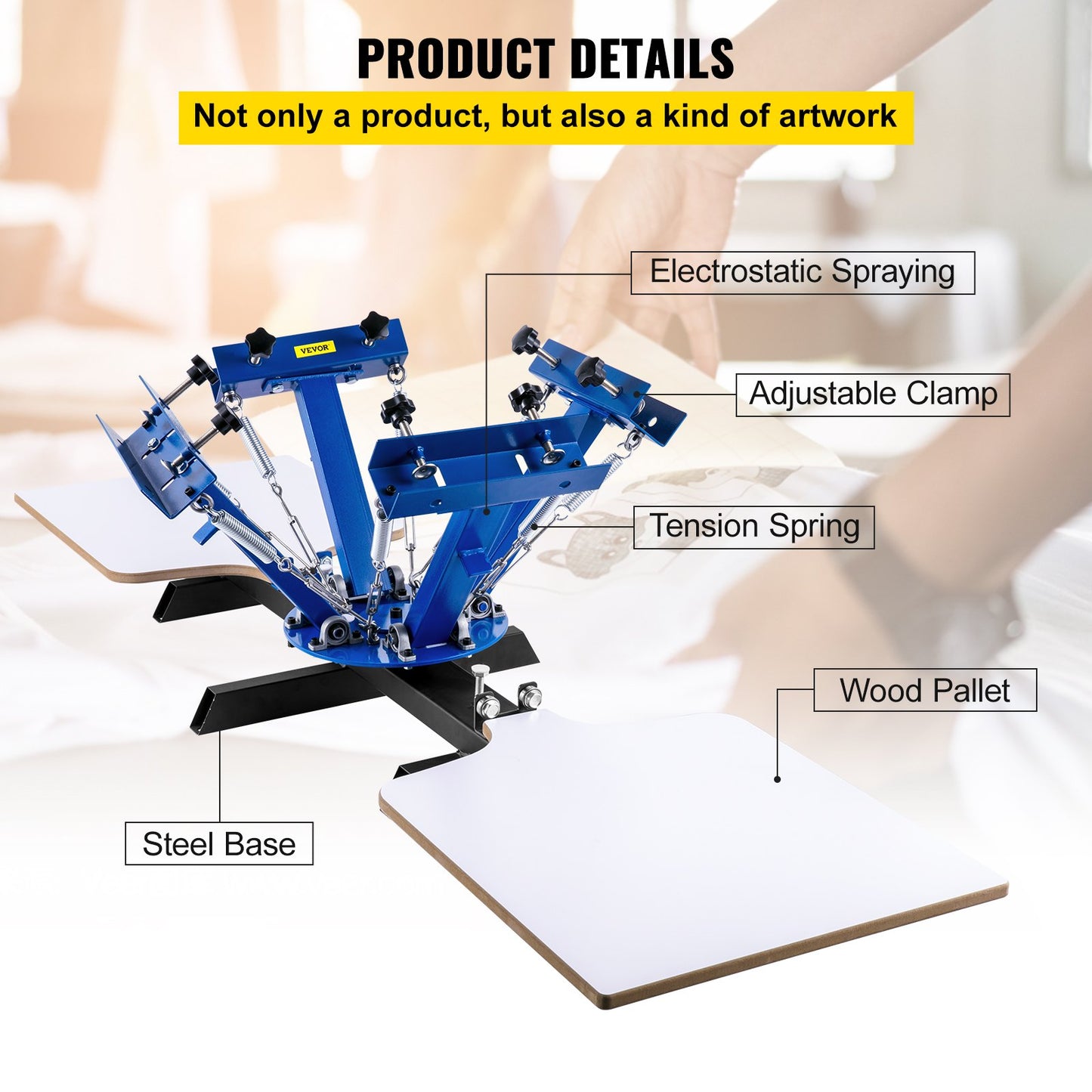 Screen Printer 4 Color 2 Station Silk Screen Printing Kit 55x45cm T-shirt Screen Printing Machine Screenprint Press