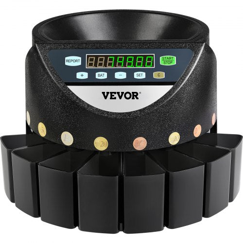 Euro Coin Counter Sorter 500-1000 Coins Electronic Automatic EUR Coin Counting Machine 300 Coins Per Minute with 8 Coin Drawers for School Shop Bank