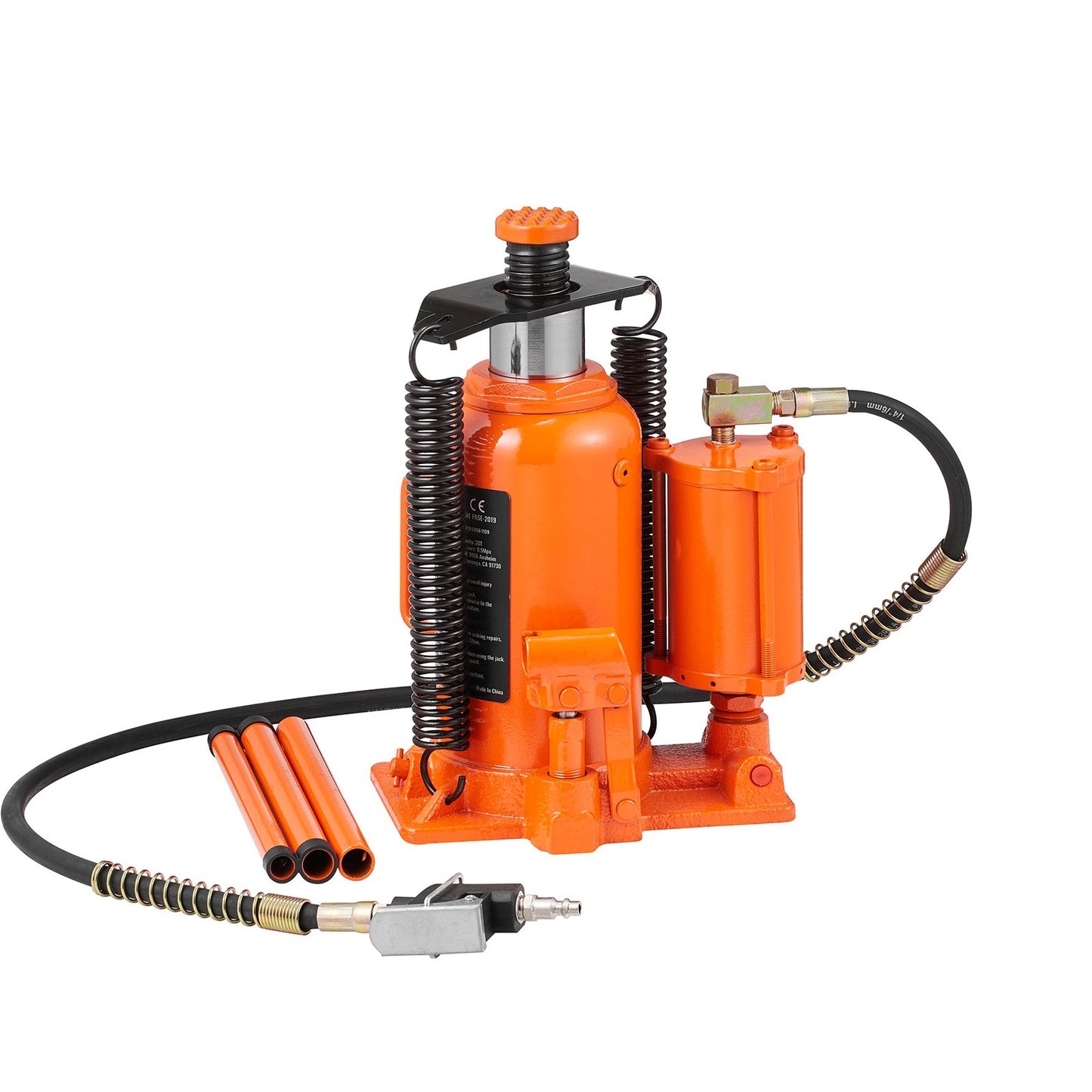 Air Hydraulic Bottle Jack, 20 Ton/40000 LBS All Welded Bottle Jack, 265 - 500 mm Lifting Range, Manual Handle and Air Pump, for Car, Pickup, Truck, RV, Auto Repair, Industrial Engineering