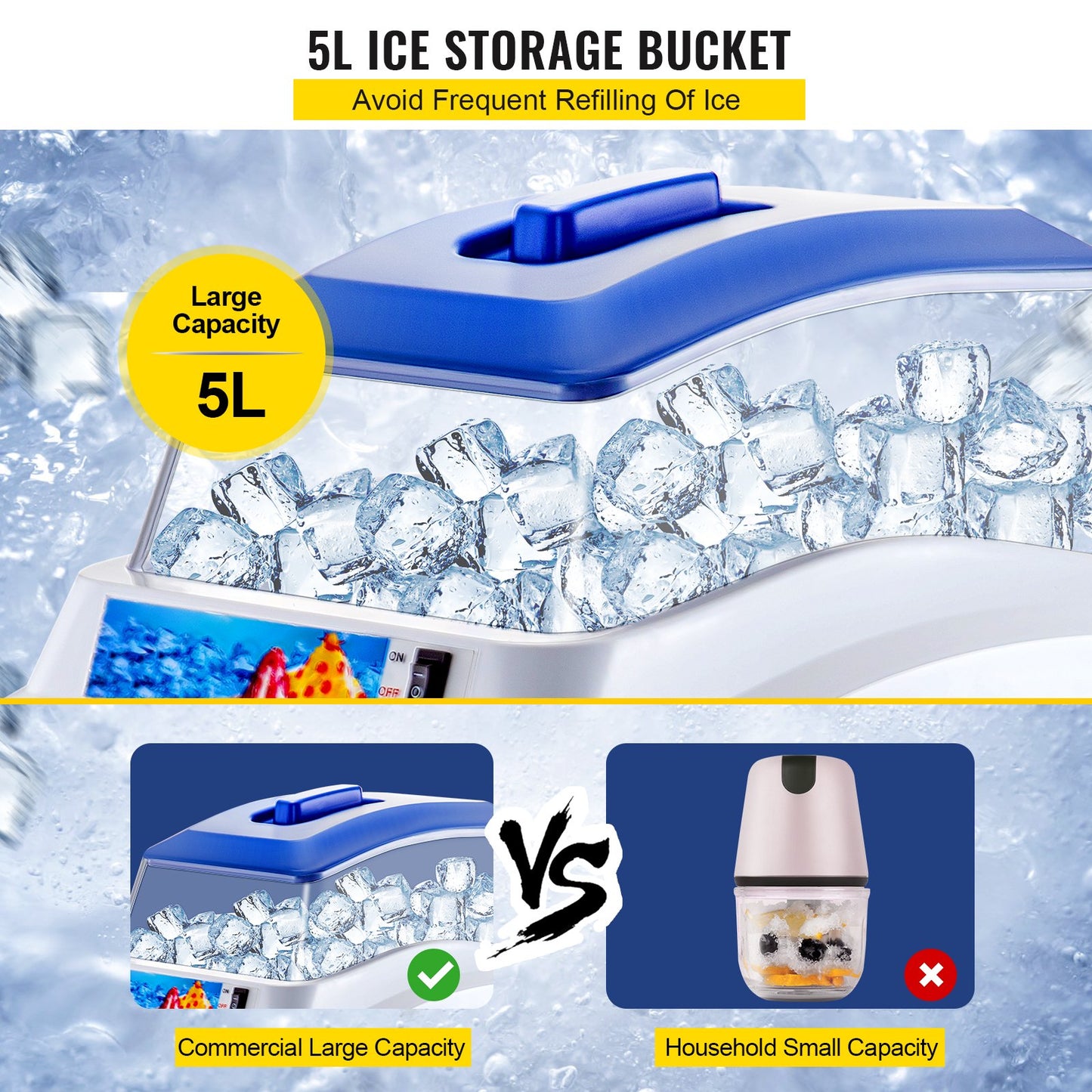 Commercial Ice Shaver 441 LBS/H Ice Shaving Capacity, Ice Shaving Machine with 11 LBS Hopper, Ice Shaver Machine Electric 300W Snow Cone Maker 320 RPM Rotate Speed, Shaved Ice Maker Machine