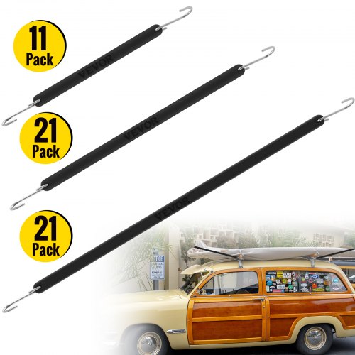 Rubber Bungee Cords, 11 Pack 9", 21 Pack 15", 21 Pack 21", Natural Rubber Tie Down Straps w/ S Hooks, Heavy Duty Assorted Sizes Outdoor Tarp Straps for Securing Flatbed Trailers, Canvases, Cargo