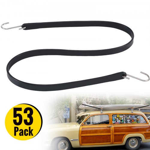 Rubber Bungee Cords, 53 Pack 41" Long, Weatherproof Natural Rubber Tie Down Straps with Crimped S Hooks, Heavy Duty Outdoor Tarp Straps for Securing Flatbed Trailers, Canvases, Cargo, and More