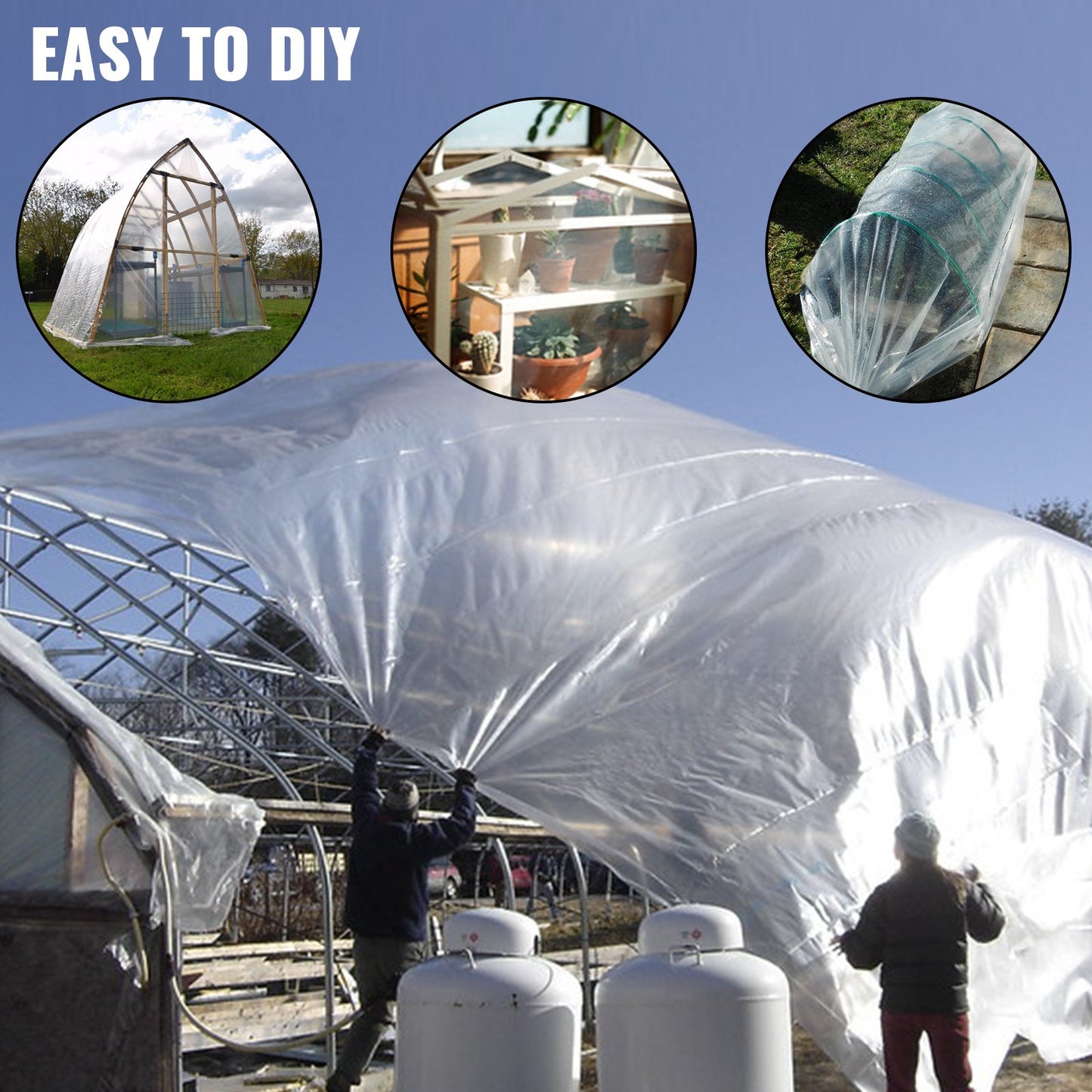 Greenhouse Film 10x25 ft,Greenhouse Polyethylene Film 6 Mil Thickness, Greenhouse Plastic Greenhouse Clear Plastic Film UV Resistant, Polyethylene Film Keep Warming, Superior Strength Toughness