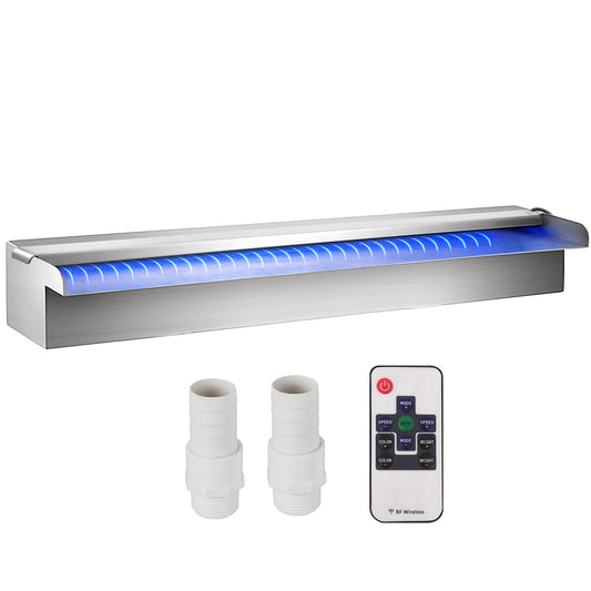 Waterfall Pool Fountain Rectangular & Led Strip Light 23.6" X 4.5" X 3.1"