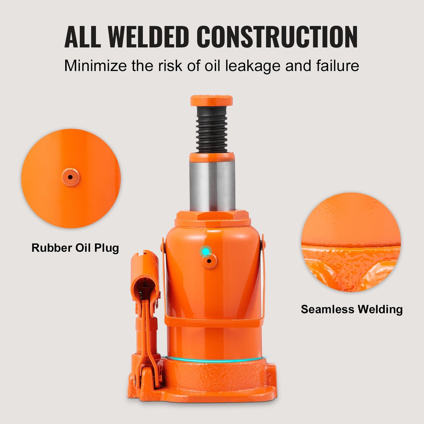 Hydraulic Bottle Jack, 12 Ton/24000 LBS All Welded Bottle Jack, 190-355 mm Lifting Range, with 3-section Long Handle, for Car, Pickup Truck, Truck, RV, Auto Repair, Industrial Engineering