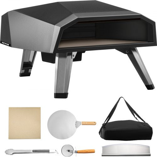 Gas Pizza Oven, Stainless Steel Propane Pizza Oven, Gas Fire Pizza Oven with 12" Pizza Stone, Portable Gas Pizza Oven with Foldable Legs, Gas Powered Pizza Oven for Outdoor Camping-Global Patent