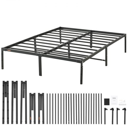 14 Inch Full Metal Bed Frame Platform, No Box Spring Needed, 1500 lbs Loading Capacity Embedded Heavy Duty Mattress Foundation with Steel Slat Support, Easy Assembly, Noise Free