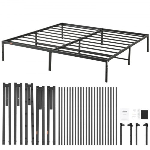 14 Inch King Metal Bed Frame Platform, No Box Spring Needed, 1500 lbs Loading Capacity Embedded Heavy Duty Mattress Foundation with Steel Slat Support, Easy Assembly, Noise Free