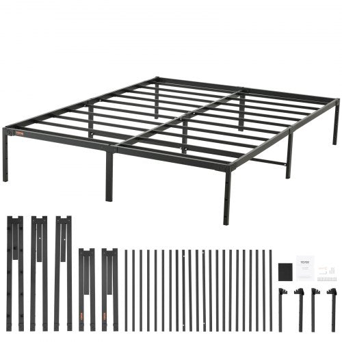 14 Inch Queen Metal Bed Frame Platform, No Box Spring Needed, 1500 lbs Loading Capacity Embedded Heavy Duty Mattress Foundation with Steel Slat Support, Easy Assembly, Noise Free